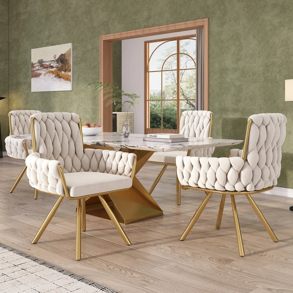 Cadeira de Jantar Giratória em Veludo – Design Moderno e Confortável