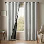 Blackout curtain in plain fabric with linen effect