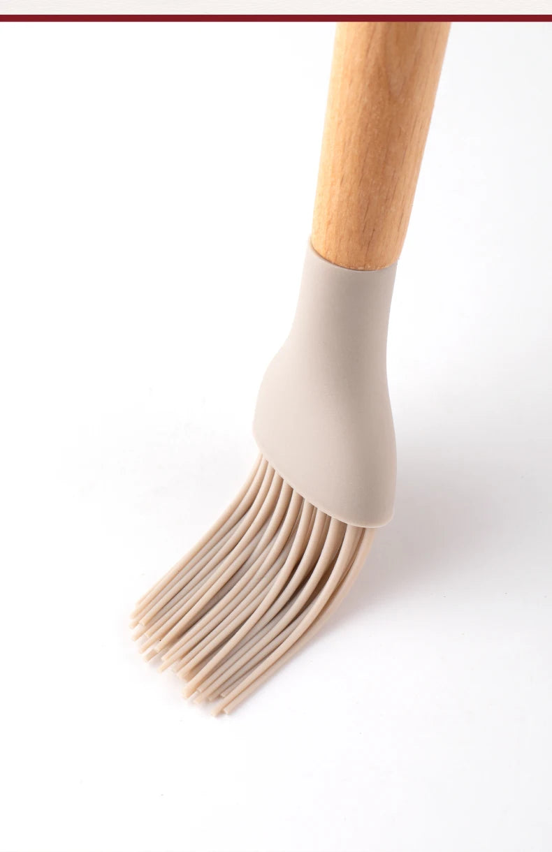 Conjunto de Utensílios de Cozinha em Silicone – 12 Peças com Cabos de Madeira