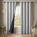 Blackout curtain in plain fabric with linen effect