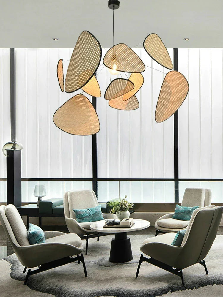 Modern LED Pendant in Handcrafted Rattan