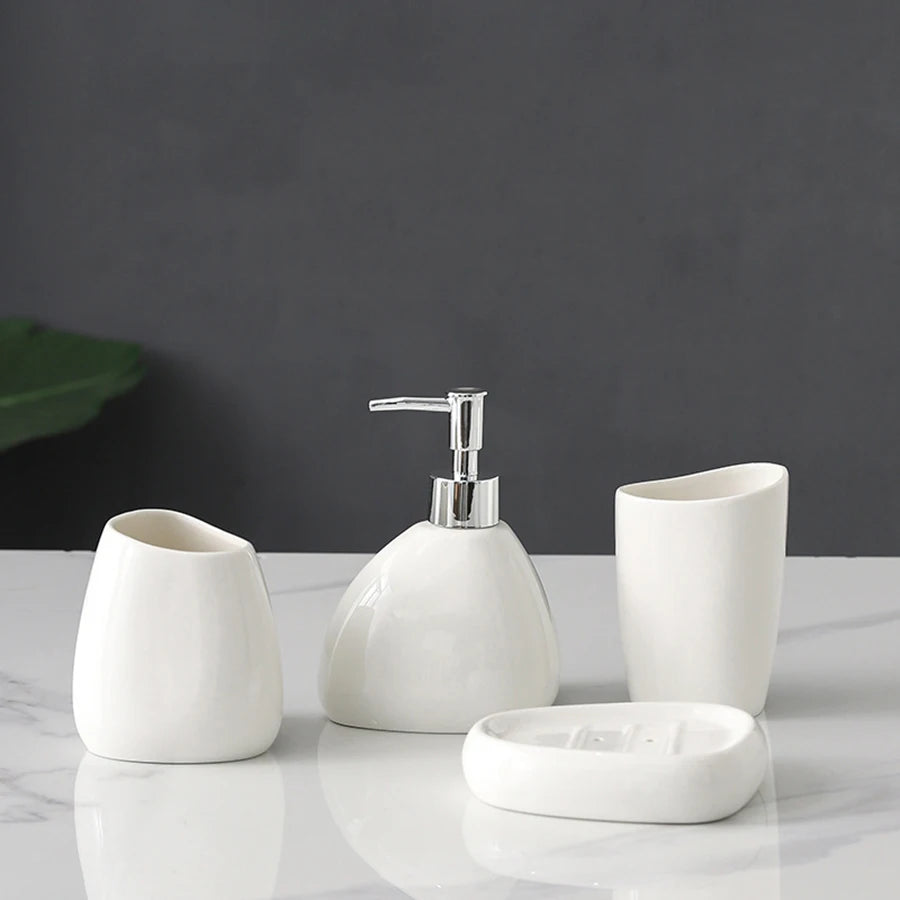 Conjunto de Acessórios de Casa de Banho em Cerâmica – Elegância e Organização