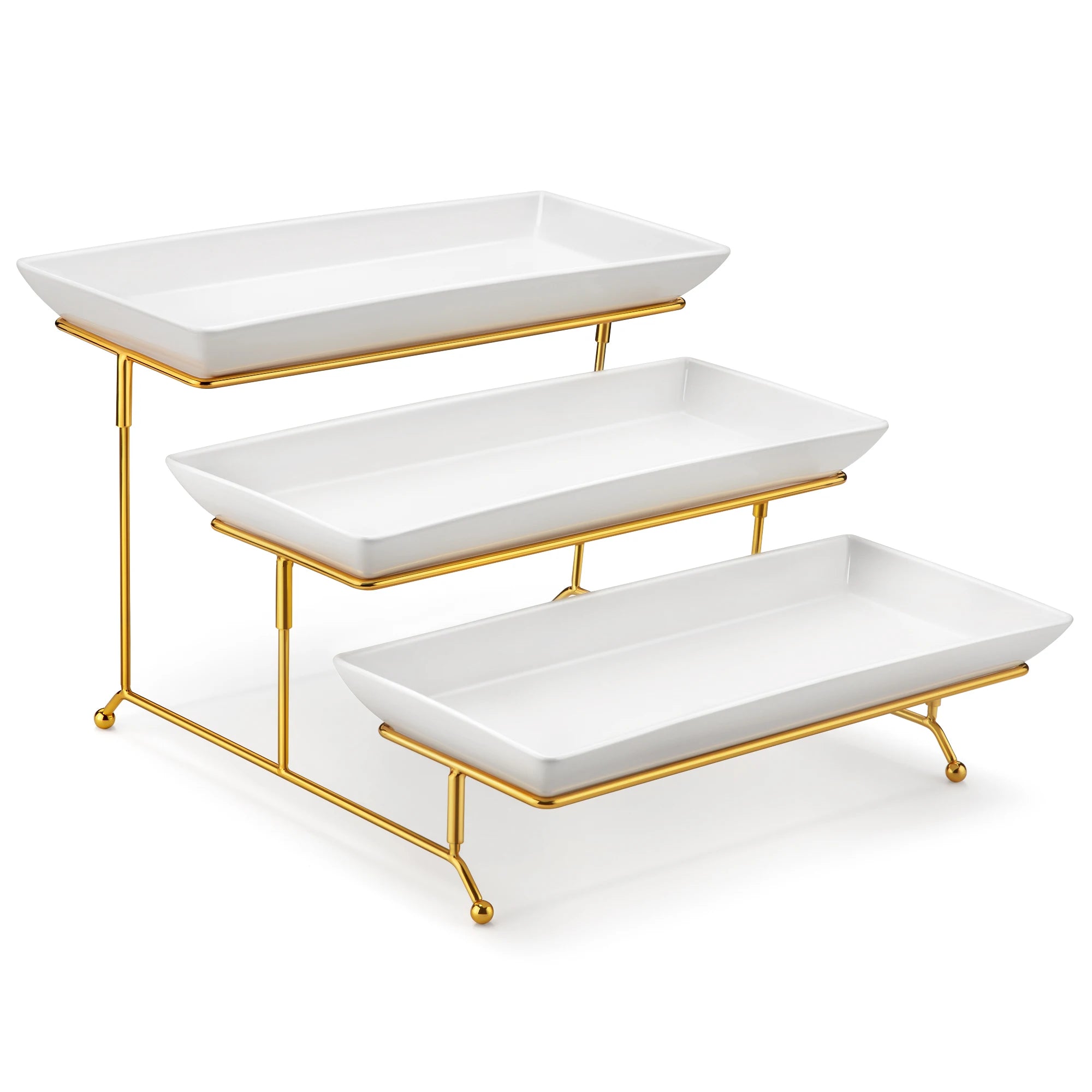 MALACASA suporte com 3 travessas Porcelana