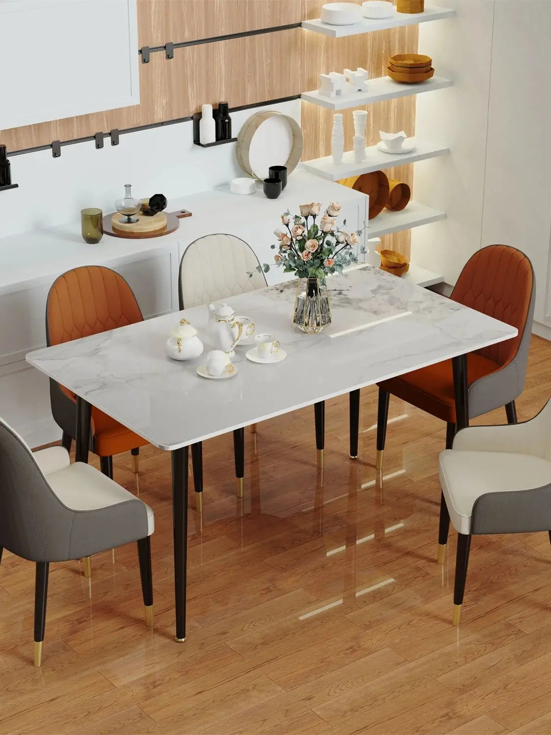 Mesa de Jantar Retangular em Mármore Mormy