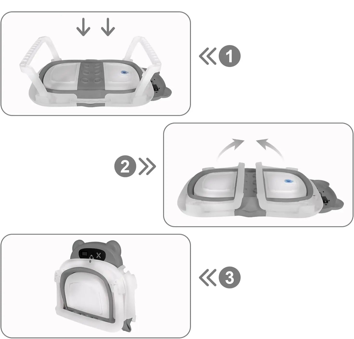 Banheira Dobrável de Bebé com Sensor de Temperatura, Almofada Antiderrapante e Design de Ursinho (0-36 Meses)