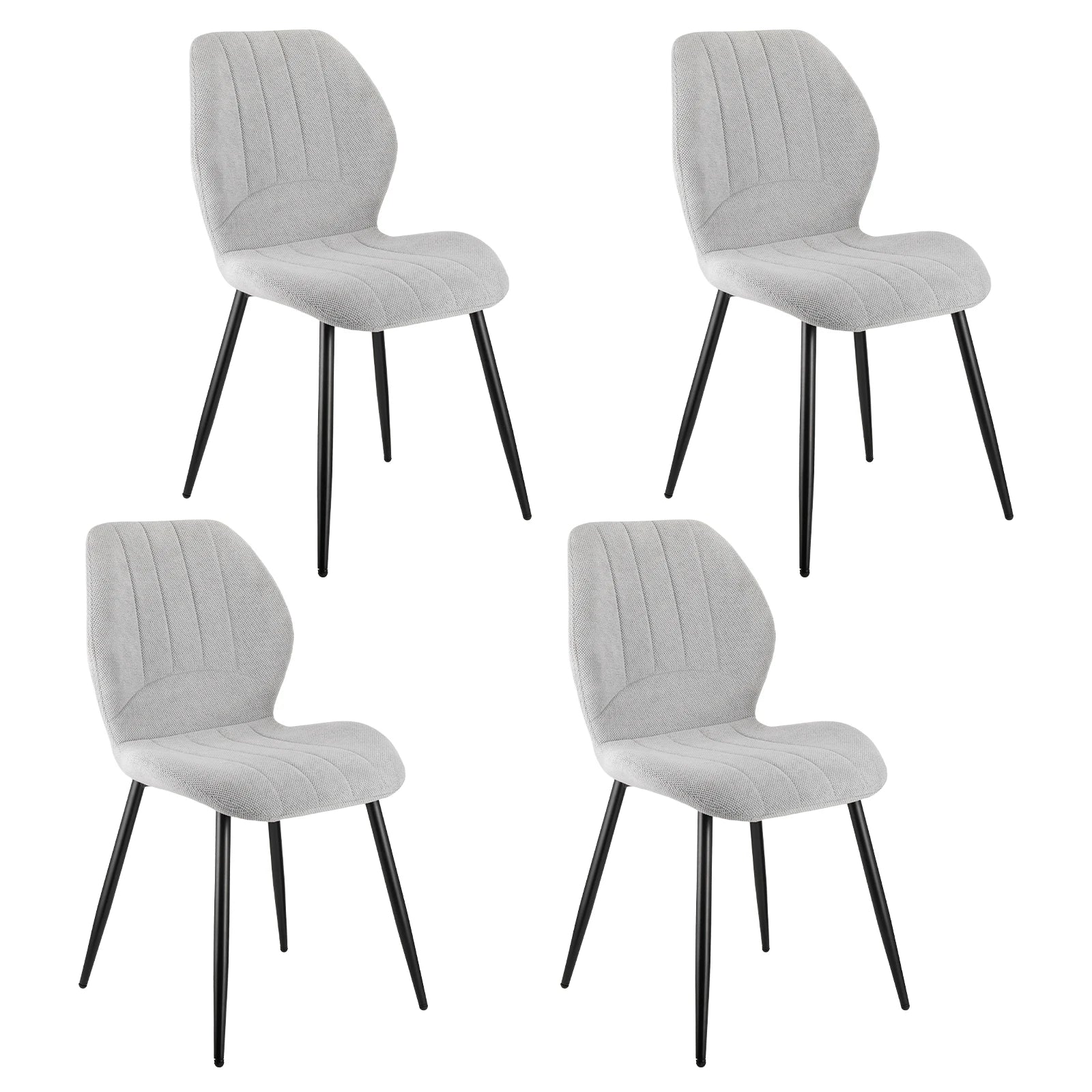 Conjunto 4 Cadeiras de Jantar Cinzentas Estofadas ALVA