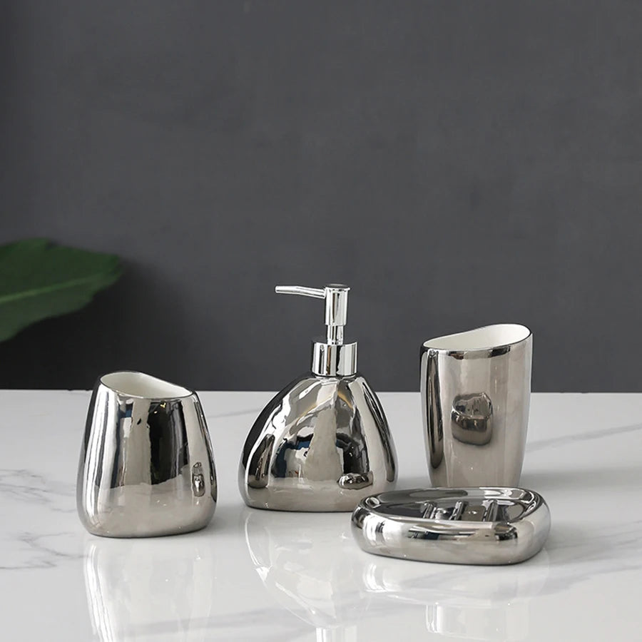 Conjunto de Acessórios de Casa de Banho em Cerâmica – Elegância e Organização